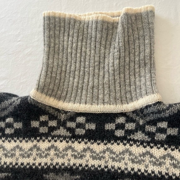 Eddie Bauer 100% Wool Sweater Vintage 1992 Fair Isle Moose Gray M Unisex NOVELTY - Picture 8 of 9